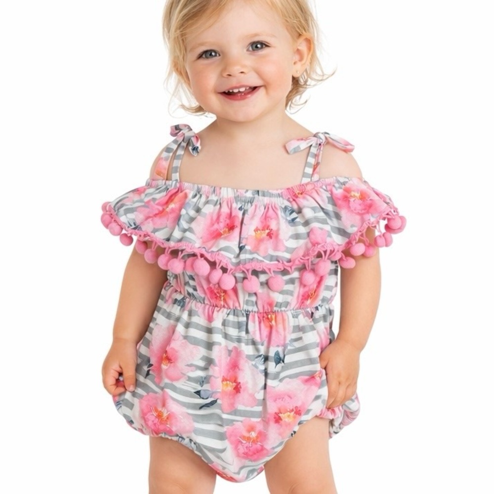 Marie Nicole Pink Kid’s Floral One Piece Bubblesuit